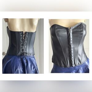 Guess Vegan Leather Black Corset with Laceup Detailing